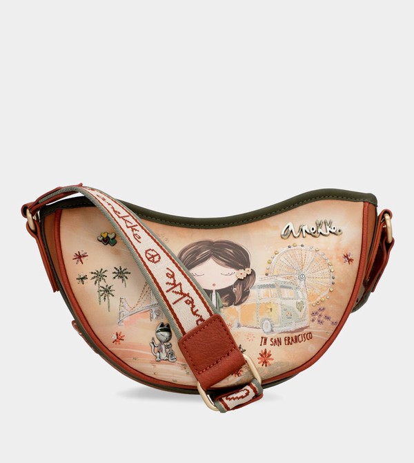 Anekke Peace & Love Camel Oval Torbe za Rame | 70562-GCEX
