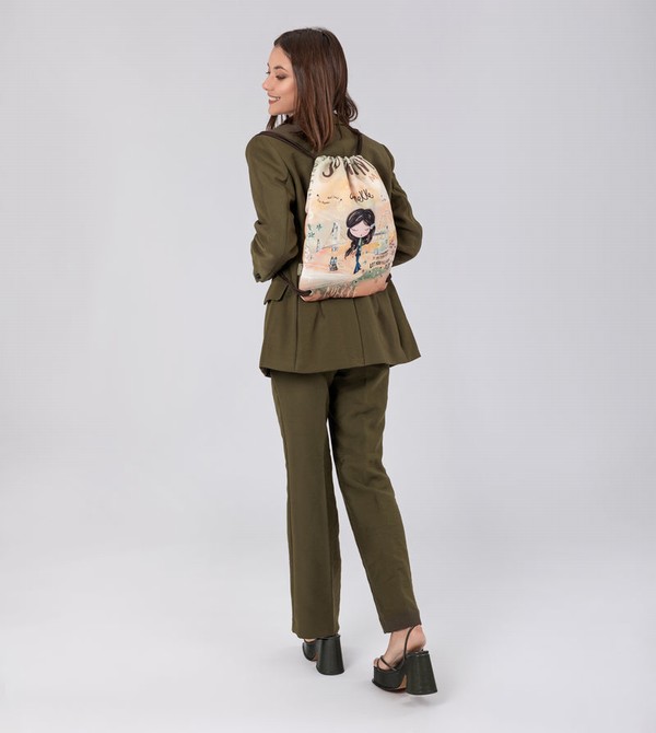Anekke Peace & Love Fabric Drawstring Ruksaci | 87691-XYUE