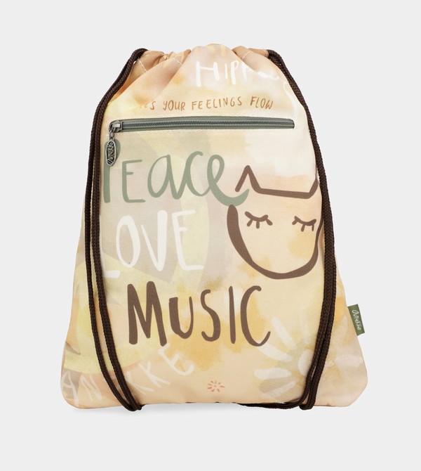 Anekke Peace & Love Fabric Drawstring Ruksaci | 87691-XYUE