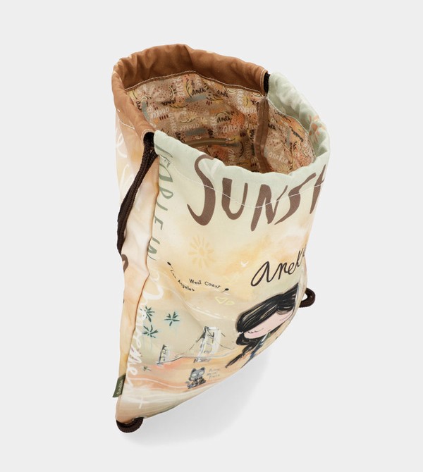 Anekke Peace & Love Fabric Drawstring Ruksaci | 87691-XYUE