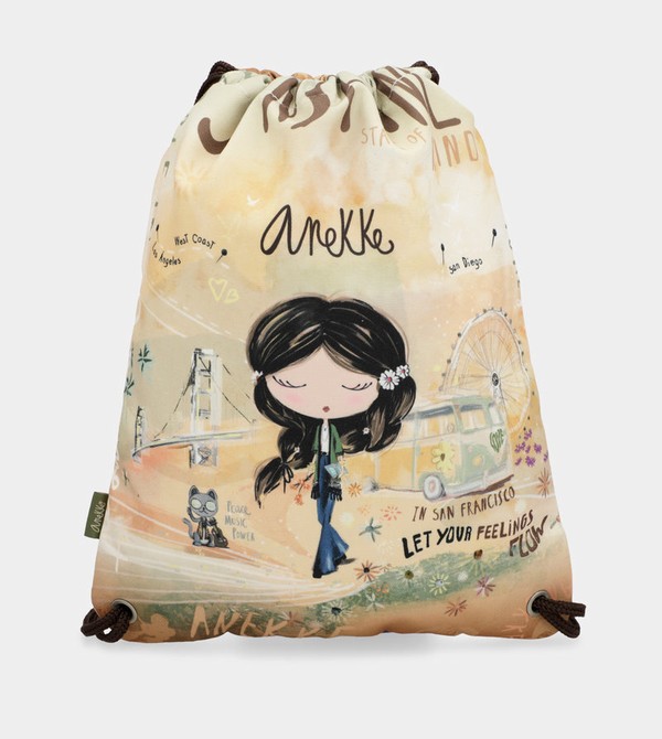 Anekke Peace & Love Fabric Drawstring Ruksaci | 87691-XYUE
