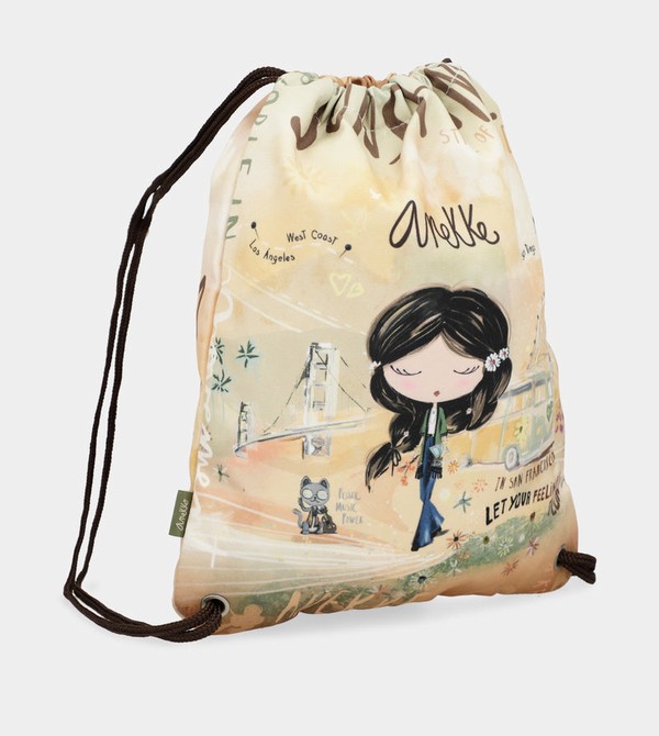Anekke Peace & Love Fabric Drawstring Ruksaci | 87691-XYUE