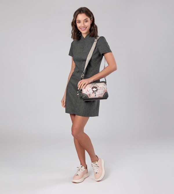 Anekke Peace & Love Pink 2-compartment Torba Crossbody | 68043-OINS
