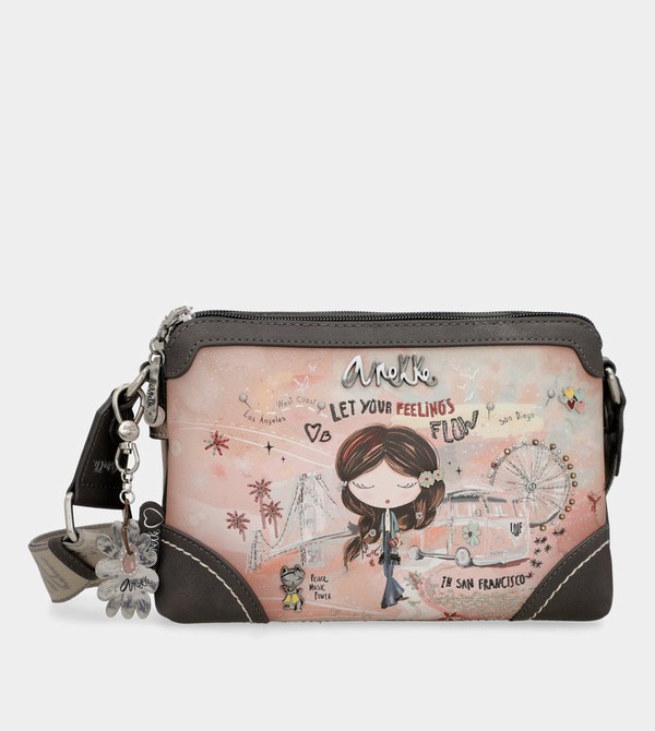 Anekke Peace & Love Pink 2-compartment Torba Crossbody | 68043-OINS