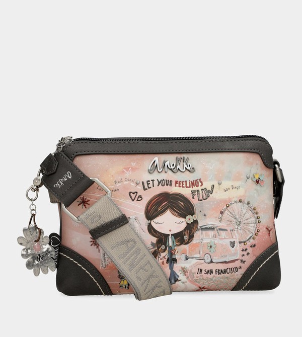 Anekke Peace & Love Pink 2-compartment Torba Crossbody | 68043-OINS