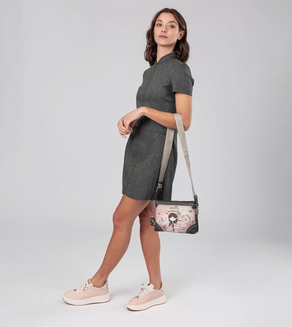 Anekke Peace & Love Pink 2-compartment Torba Crossbody | 68043-OINS