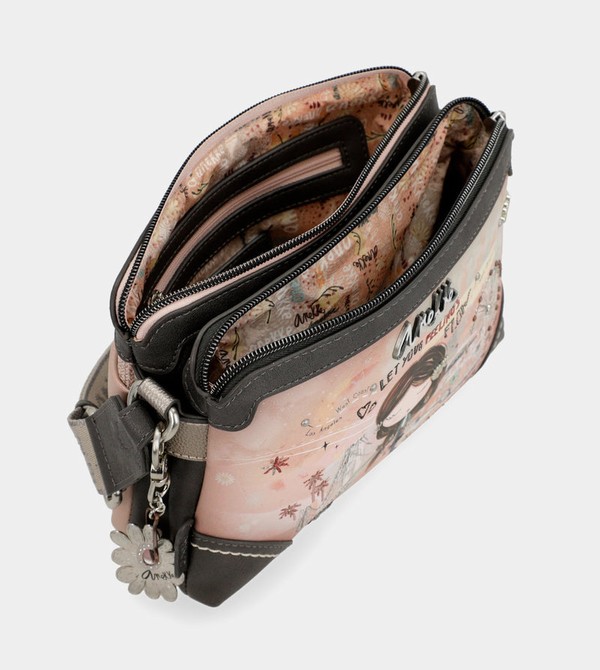 Anekke Peace & Love Pink 2-compartment Torba Crossbody | 68043-OINS