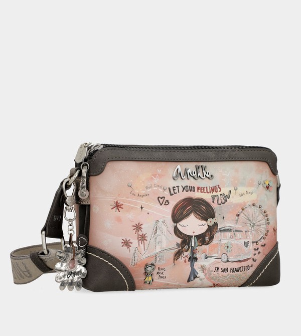 Anekke Peace & Love Pink 2-compartment Torba Crossbody | 68043-OINS