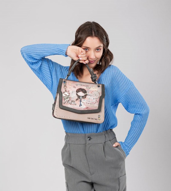 Anekke Peace & Love Pink Flap Torbe za Rame | 29387-LMNG