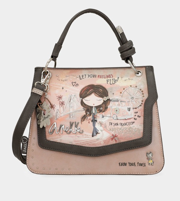 Anekke Peace & Love Pink Flap Torbe za Rame | 29387-LMNG
