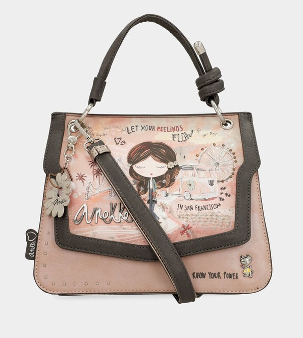 Anekke Peace & Love Pink Flap Torbe za Rame | 29387-LMNG